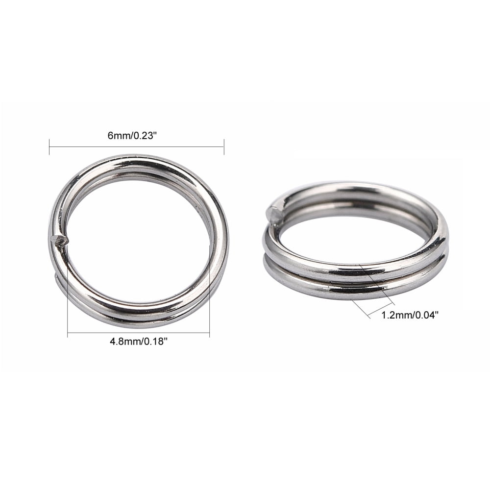 Resistant 304 Stainless Steel Split Rings Double Loops Jump Rings Stainless Steel Color 6x1.2mm 4.8mm inner diameter 5000pcs/bag