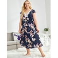 thumbnail image 5 of Loritta Plus Size Nightgowns for Women House Dress Short Sleeve Loungewear Floral Print V-Neck Moomoo Nightgowns Sleepwear XL-5XL, 5 of 6