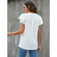 thumbnail image 2 of Womens White Blouse V Neck Ruffle Sleeve Flowy Shirts Dressy Casual Cute Summer Tops, 2 of 6