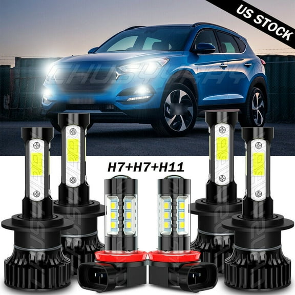 For Hyundai Tucson 2016-2018 - 6X Combo LED Headlight Fog Light Bulbs Kit 6000K