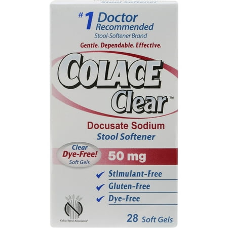 Colace Clear Stool Softener Soft Gels, 50 mg, 28 count - Walmart.com