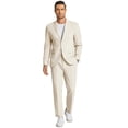 thumbnail image 2 of COOFANDY Men's 2 Piece Linen Suits Set Regular Fit Casual Linen Lightweight Suit Summer Beach Wedding, 2 of 5