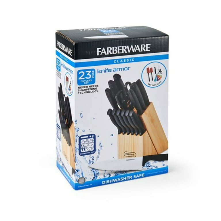 Farberware 3 Piece Knife Set Armor Dishwasher Safe ~blk