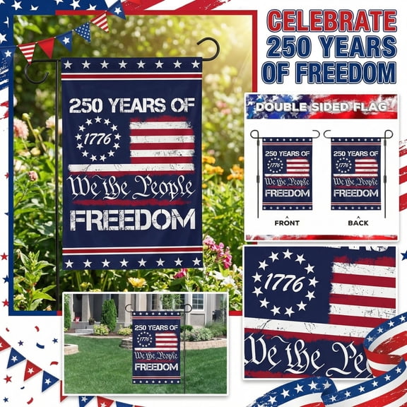 KUNPENG American 250th Anniversary Commemorative Flag, 1776-2026 USA Semi-Quincentennial Garden & Indoor Decoration, Patriotic Garden Banner for Patio, Porch, Lawn & Home
