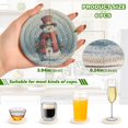 thumbnail image 7 of 6 Pcs Drink Coasters with Holder 3.94in Woven Coasters for Drinks Watercolor-style Snowman Pattern Coaster Set for Protection Table, 7 of 7