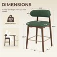 thumbnail image 4 of Hawsaiy Counter Height Bar Stools Set of 4, 26" Solid Wood Barstools with Curved Back, Upholstered Fabric Seat & Metal Footrest, Mid-Century Modern Kitchen Island Chairs, Green, 4 of 12