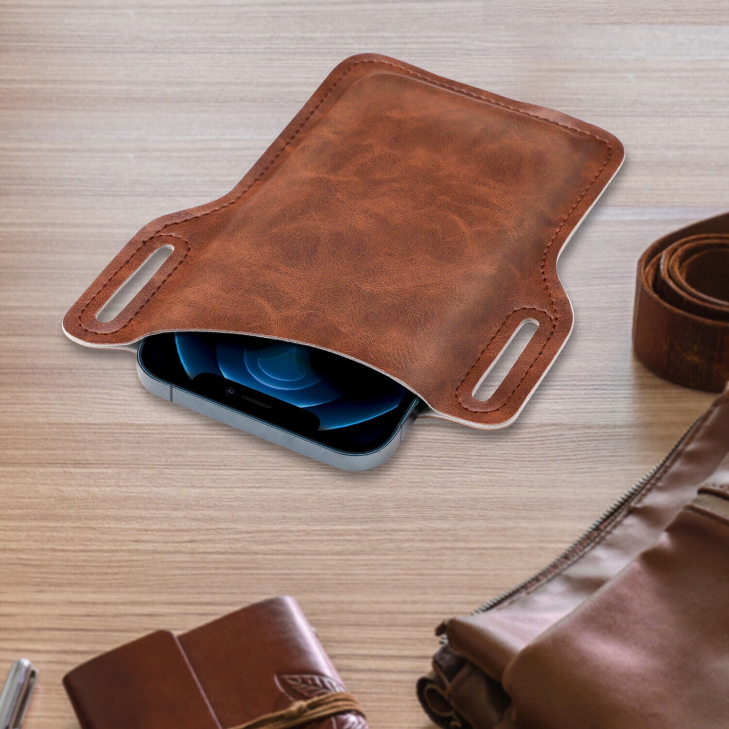 Retro particolare short cell phone case belt bag
