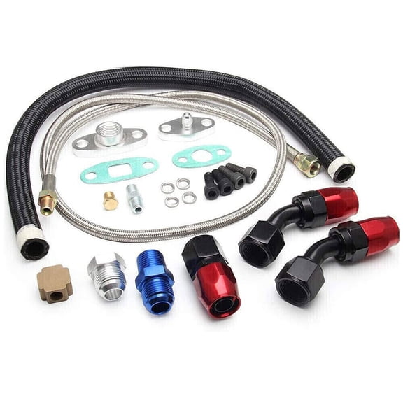 YIUIY Oil Feed Line 10AN Oil Drain Return Fitting Kit For Turbo T3 T4 T6 GT45 T04E T66