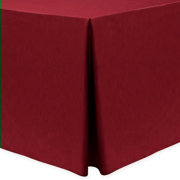Ultimate Textile (5 Pack) Shantung - Majestic 6 ft. Fitted Tablecloth - for 30 x 72-Inch Banquet and Folding Rectangular Tables - 36"H, Cherry Red
