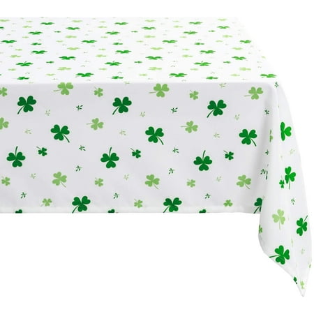 

Waterproof St Patricks Day Tablecloth Rectangle 60 x 104 Inch - Washable Shamrock Fabric Table Cloth for Spring and Outdoor Use