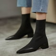 thumbnail image 2 of NECHOLOGY Botas Mujer Adulto Femenino Zapatos Botines de mujer Zapatos de mujer Stovepipe calcetines elásticos botas tacón grueso conjunto transpirable puntiagudo TToe botas (Black, 7), 2 of 6