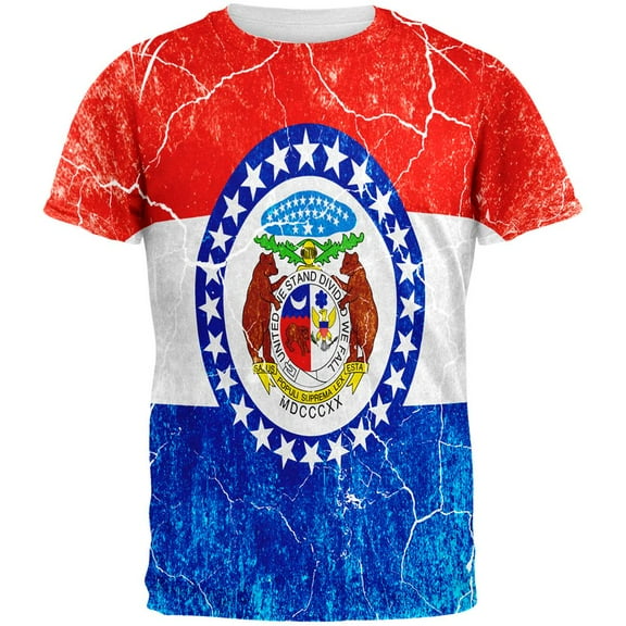 Missouri Vintage Distressed State Flag All Over Mens T Shirt Multi SM