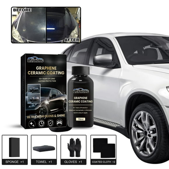 Graphene Ceramic Coating For Cars (70ml) - Coating For Car Detailing - Years Of Long Lasting Protection - Ultra High Gloss; Extremely Hydrophobic