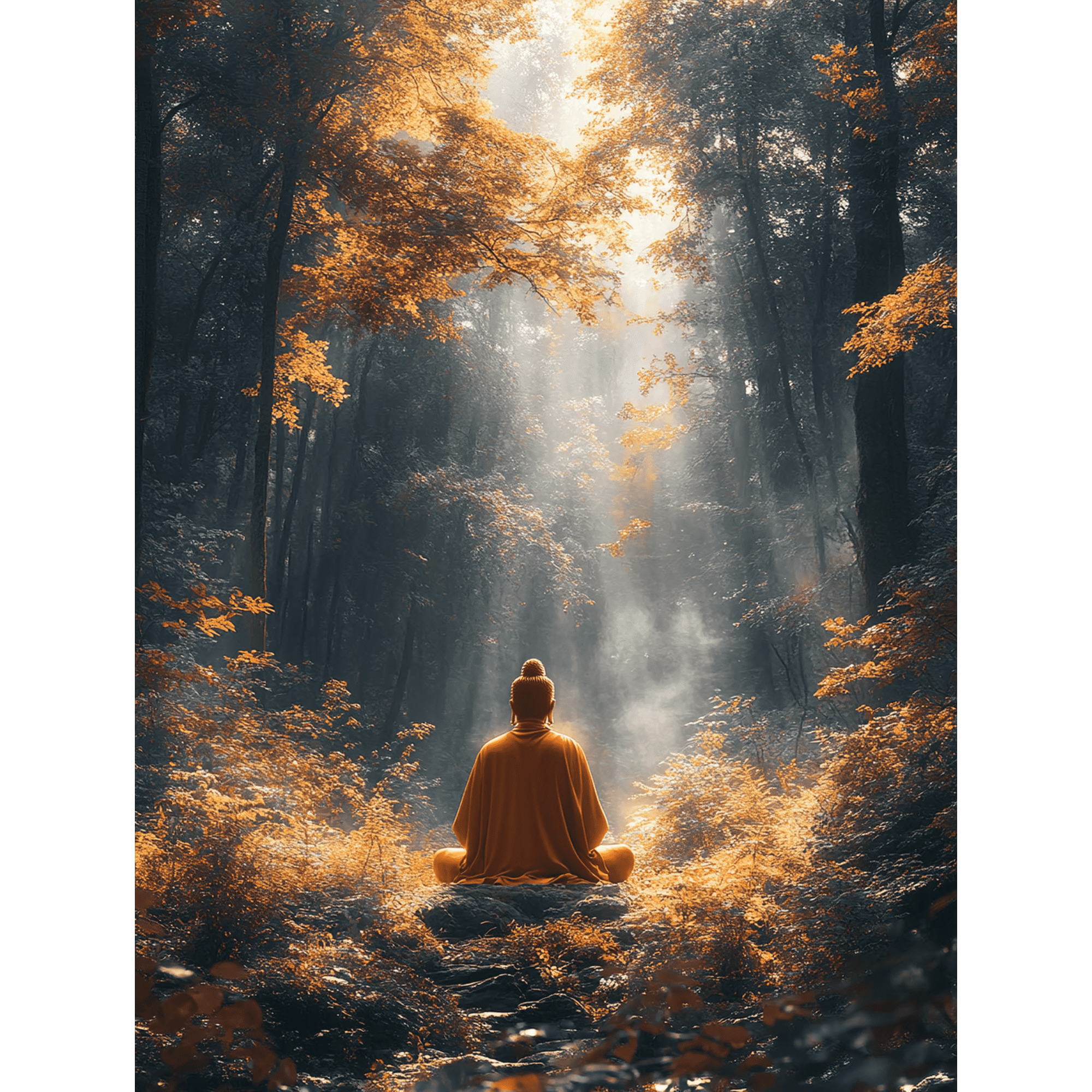 Serene Buddha Forest Canvas Print/Wall Art, Perfect for Yoga Studio, Meditation Room, Living Room, Bedroom, and Office Decor