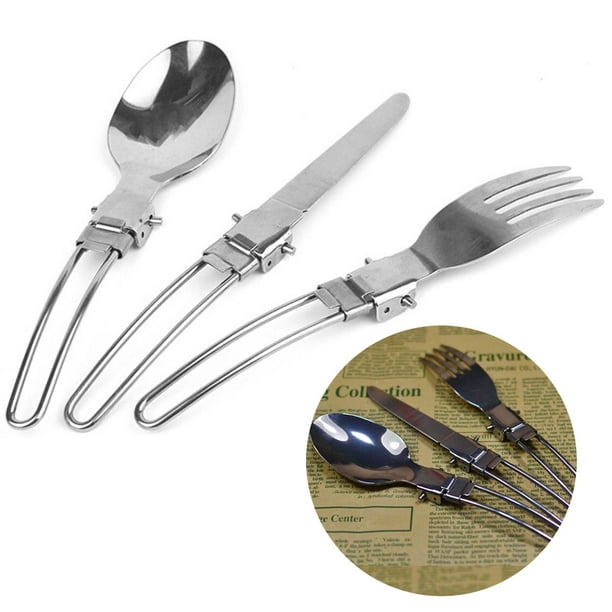 Outdoor Camping Picnic Folding Cutlery Set Cutter Fork Spoon Utensil