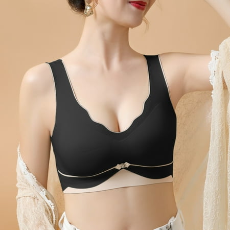 

ERTUTUYI Ladies Seamless Beauty Back Underwear No Steel Ring Sports Bra Push Up Comfortable Underwear Black M