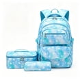 thumbnail image 2 of 3-Pcs Star Print Backpack With Lunch Box Bag And Pencil Case, 17 IN Stylish Elegant Multi Pocket Set With Heart Zipper Pull For Kids Adults Campus & Weekend Outings (C), 2 of 6