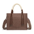 thumbnail image 6 of Wrangler Tote Bag Cow Print Western Satchel Bags for Women with Braided Rope Handle, Light Coffee, 6 of 7