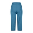 thumbnail image 7 of Pull on Capris for Women Elastic Waist Stretch Mid-Calf Length Capris with Pockets Dressy Casual Work Capri Pants Dark Blue 2XL, 7 of 7