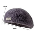 thumbnail image 6 of dianhelloya Women Winter Beret Hat Fuzzy Solid Color Soft Cold Resistant Foldable Vintage Faux Fur Sunscreen Women Autumn Painter Hat Advanced Hat Coffee, 6 of 8