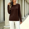 thumbnail image 5 of Meltox Womens Pullover Knit Sweater Long Sleeve Crewneck Slim Fit Lightweight Basic Top Soft Ribbed Trim Casual Layering Shirt Coffee XL, 5 of 8