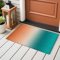 thumbnail image 5 of Gradient Green Orange Washable Small Entryway Area Rugs 2'x3', Modern Abstract Minimalist Teal Brown Ocean Beach Low Pile Throw Rug Non-Slip Sturdy Edge Binding Carpet for Front Door Floor Room Entry, 5 of 9