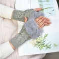 thumbnail image 3 of 1 par de guantes para mujer Guantes calientes sin impermeable a prueba a prueba durante el medio invierno para caminar lib Gris claro Yinane Guantes cálidos sin dedos, 3 of 7