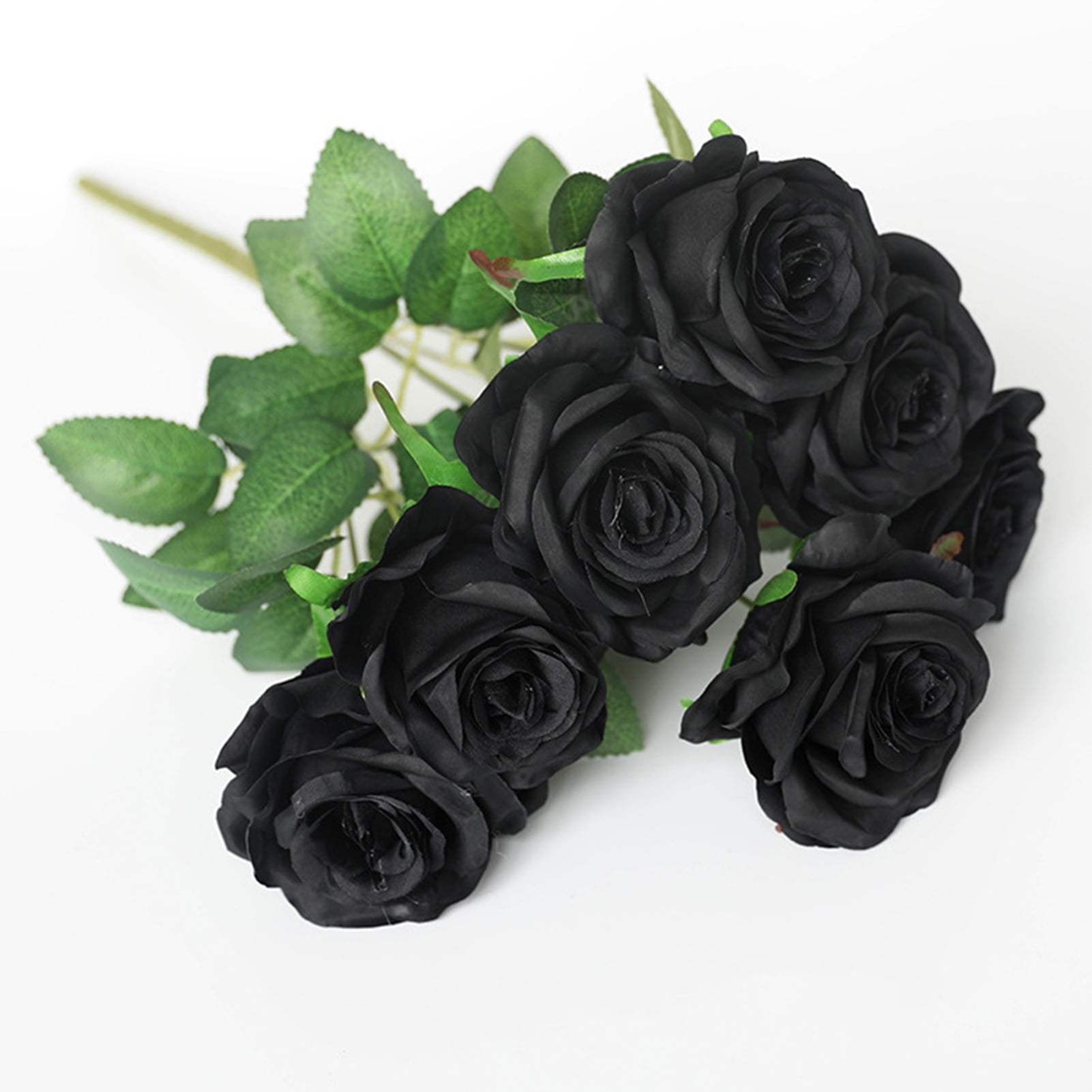 ATFL Black Roses Artificial Flowers Bulk12 Pcs Fake Black Silk Flowers for  Bl