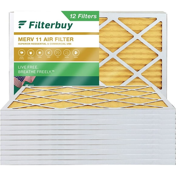 Filterbuy 20x25x1 MERV 11 Filtres à Air Plissés pour Fournaise HVAC AC (12 Paquets)