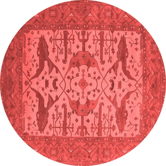 Ahgly Company Indoor Round Oriental Red Industrial Area Rugs, 5' Round