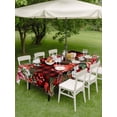 thumbnail image 3 of Outdoor Tablecloth with Umbrella Hole and Zipper, Cardinal Bird Rectangle Table Cloth 60x84 Inch Waterproof Tablecloth, Poinsettia Pine Cones Berry Flowers Red Plaid Picnic Table Cover for Patio, 3 of 7