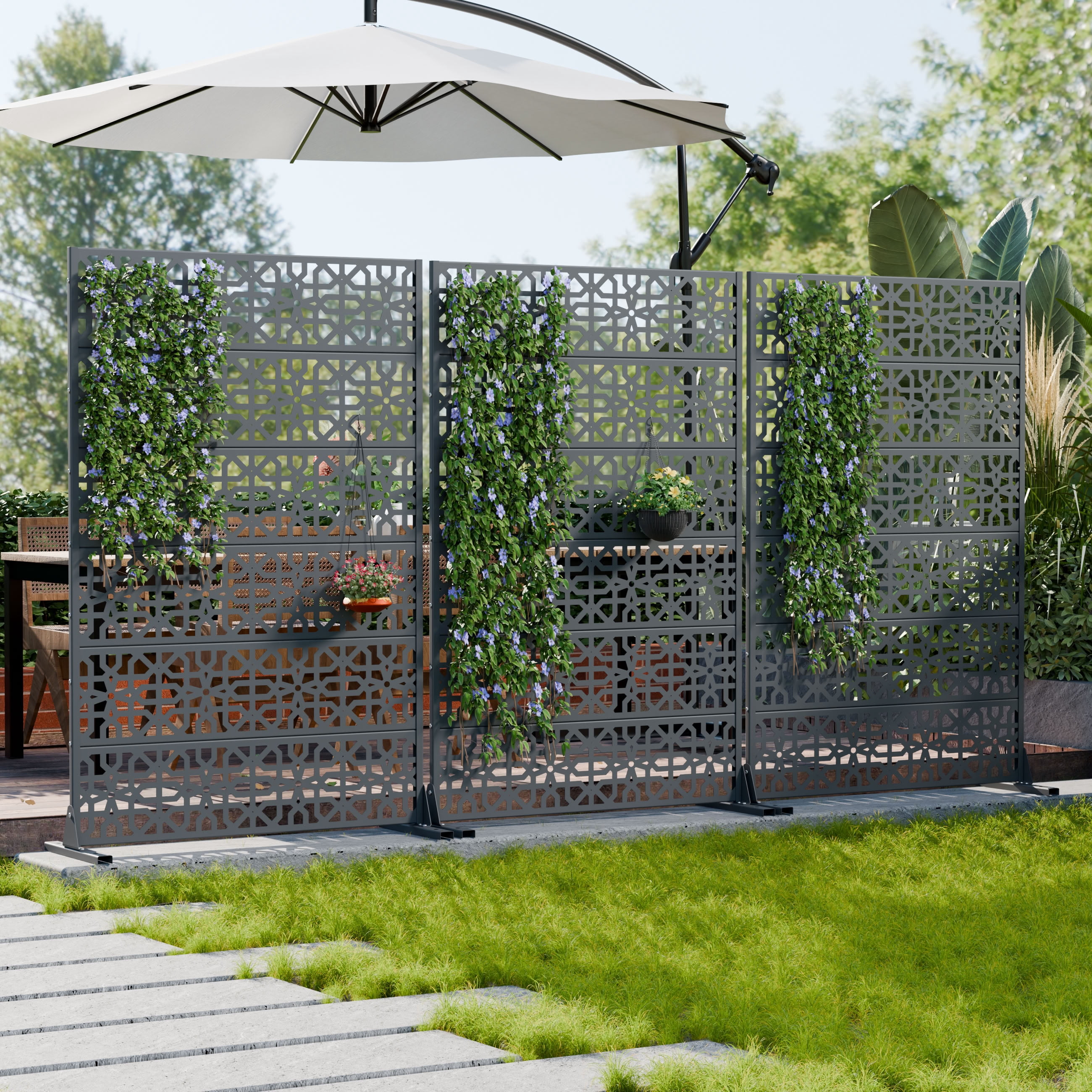MAYEERTY 72*47in Outdoor Privacy Screen, Poolside Patio Metal Privacy Fence, Privacy Panel for Balcony, Backyard, Garden