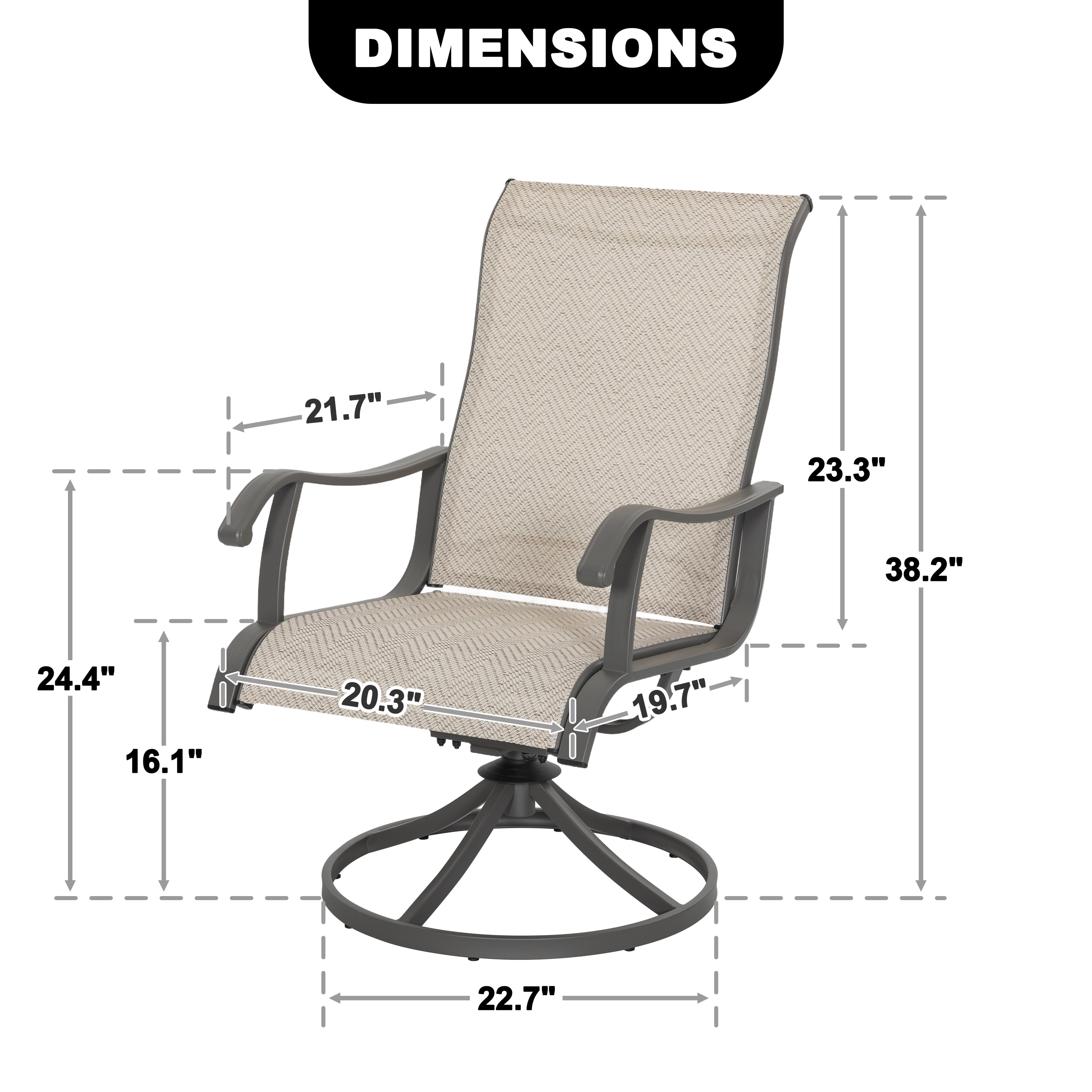 Nuu Garden 4-Piece Patio Chairs, Outdoor Dining Chairs with Armrests, Swivel Textilene Outdoor Dining Furniture for All Weather, with Metal Frame, for Garden, Backyard, Deck, Poolside, Beige