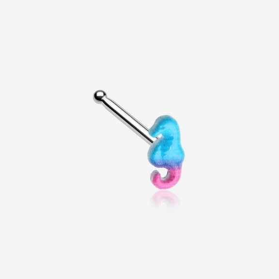 Adorable Blurple Seahorse Nose Stud Ring