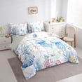 thumbnail image 2 of Erosebridal Watercolor Ocean Coral 7-Piece Twin Bedding Sets,Wild Jellyfish Starfish Bedding Comforter Set For Girls Kids,Reversible, 2 of 7