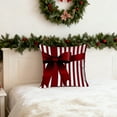 thumbnail image 4 of Housse de Coussin de Noël Rouge à Rayures avec Nœud Décoratif pour Canapé Lit Salon, 4 of 6