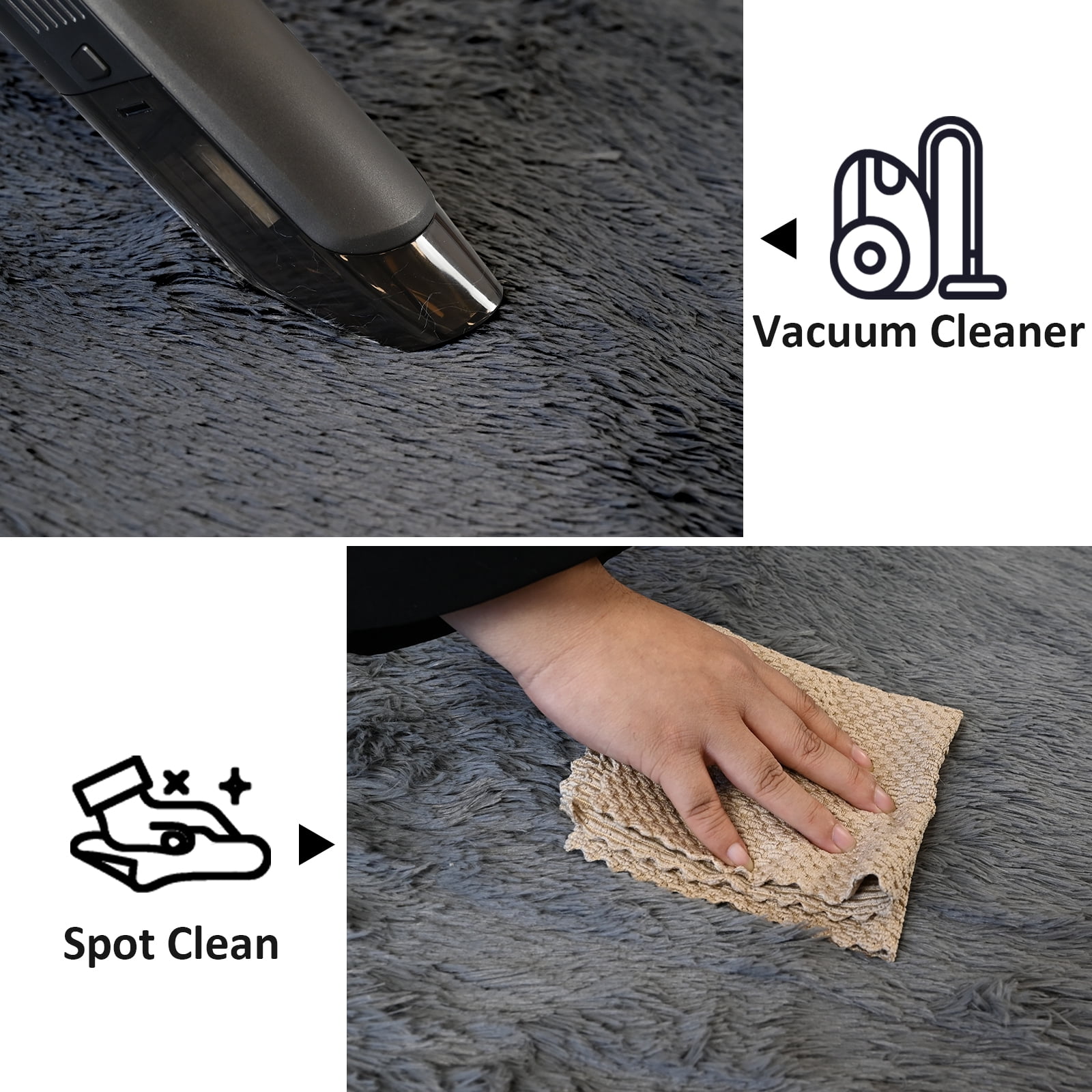 Pentantan Shag Area Rugs, 8ft x 10ft Soft Fluffy Indoor Carpet for Living Room Bedroom Decor, Dark Gray