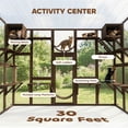 thumbnail image 4 of PawHut Catio Playground Outdoor Cat Enclosure, Wooden Outdoor Cat House Weatherproof for Multiple Cats, Shelves & Bridges, Coffee Brown, 4 of 9