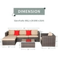 thumbnail image 4 of SOLAURA 6-Piece Outdoor Patio Conversation Set Wicker Sectional Sofa - Brown, 4 of 6