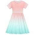 thumbnail image 7 of Odeerbi Kids Girls Summer A-Line Dress Cute Gradient Swing Dress Kids Kids Short Sleeve Stretchy Dress Kids Girls Clothes, 7 of 7