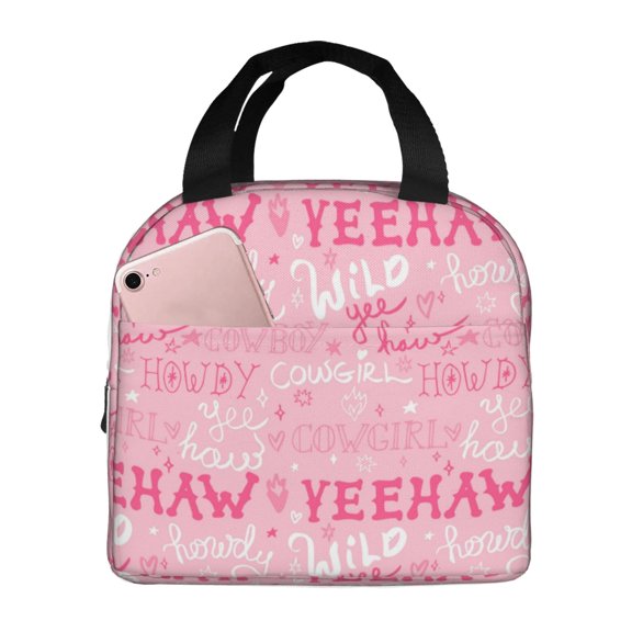 Lsque Western Cowgirl Pattern Lunch Bag Women/Men Insulated Lunch Box,Small Leakproof Cooler Food Lunch Containers Reusable High Capacity Lunch Tote Bags