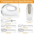 thumbnail image 4 of KitchenKey Handmixer - 5 Speed Portable Kitchen Mixer Electric Handheld with 5 Stainless Steel Accessories Whisk, Food Beater, Ivory, 4 of 12