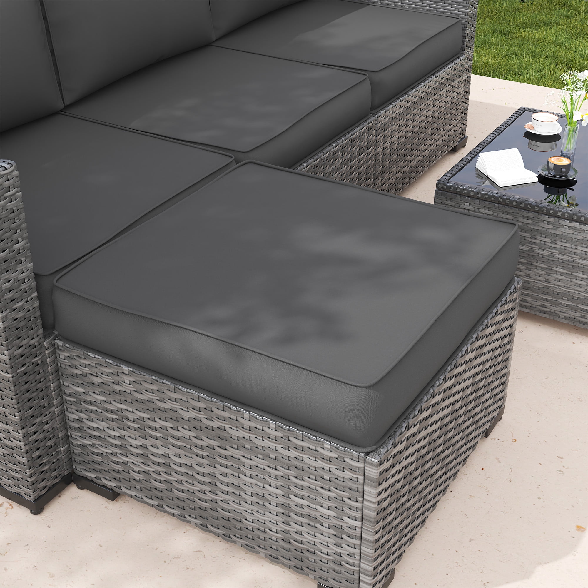 MRUAKA Outdoor Cushions for Patio Furniture, 7-Piece Replacement Cushions for Outdoor Furniture, Water-Resistant Patio Cushions, Outdoor Couch Cushions for 4-Seat Outdoor Sectional Sofa (Grey)