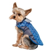 Vibrant Life Pet Jacket for Dogs and Cats: Blue Honeycomb with Grey Piecing, Reflective Trim, Size XXS