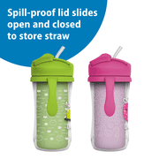 Dr. Browns Milestones Insulated Sippy Cup with Straw & Handles, Green/Purple, 10oz, 12m+, 2 Pack