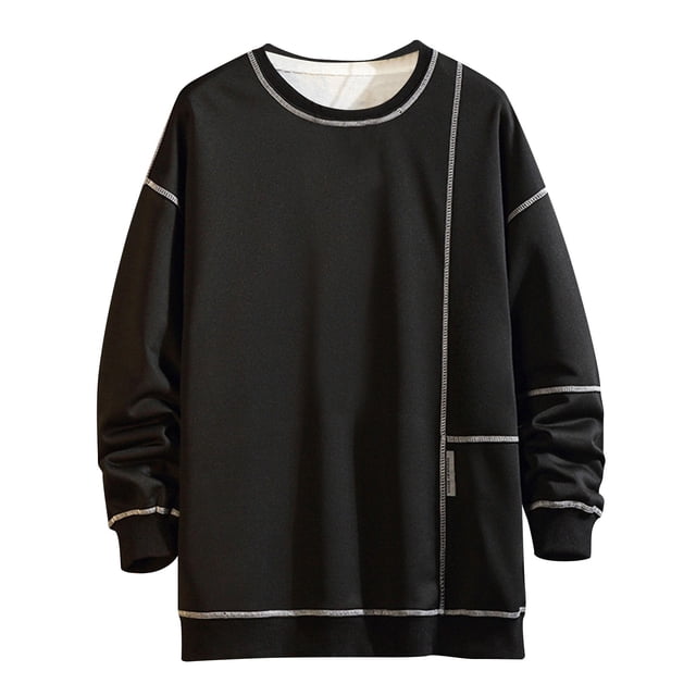 Yuyuzo Chandails en Molleton Grande Taille pour Hommes Col Rond Décontracté Automne Manches Longues Pull Doux Surdimensionné