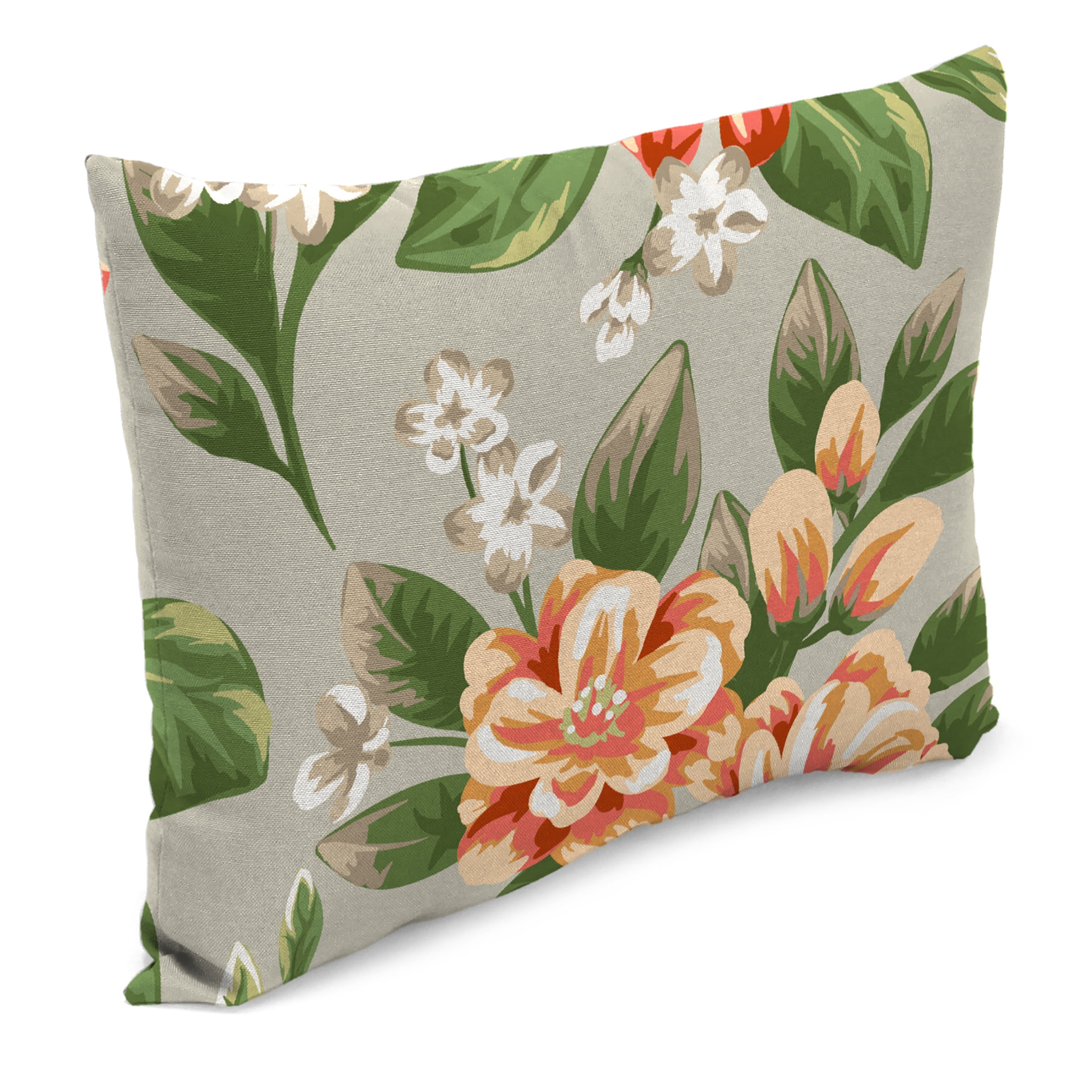 Jordan Manufacturing 12" x 18" Tori Cedar Grey Floral Rectangular Outdoor Lumbar Throw Pillow (2 Pack)