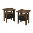 thumbnail image 5 of Furinno Andrey Set of 2 Side Table, Rustic Brown 2-Tier End Table, Open Shelf & Storage Bin Night Stand, Bedside Table for Living Room, Bedroom, Home Office, Amber Oak/Black, 5 of 5