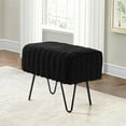 thumbnail image 3 of 44 Colors Super Mink Faux Fur Green Ottoman Bench, Eden, Living Room Foot Rest Stool Entryway Makeup Bench End of Bed Bedroom Home Decor Chair for Sitting,19" x 13" x 17", 3 of 19