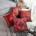 thumbnail image 6 of Throw Pillow Covers Geometric Kilim Moroccan Home Decor Set of 4 Oriental Ikat Pillow Cases Living Room Decorative 16 x 16 Inches Cushion Couch Sofa Pillowcases Colorful Red Tribal, 6 of 6